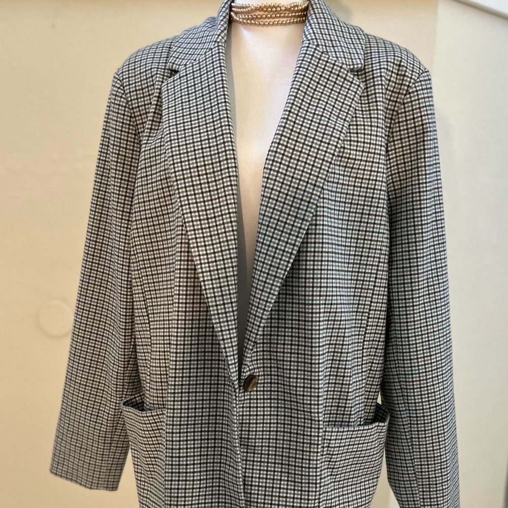 A New Day Blazer XXL Plaid Green Blue